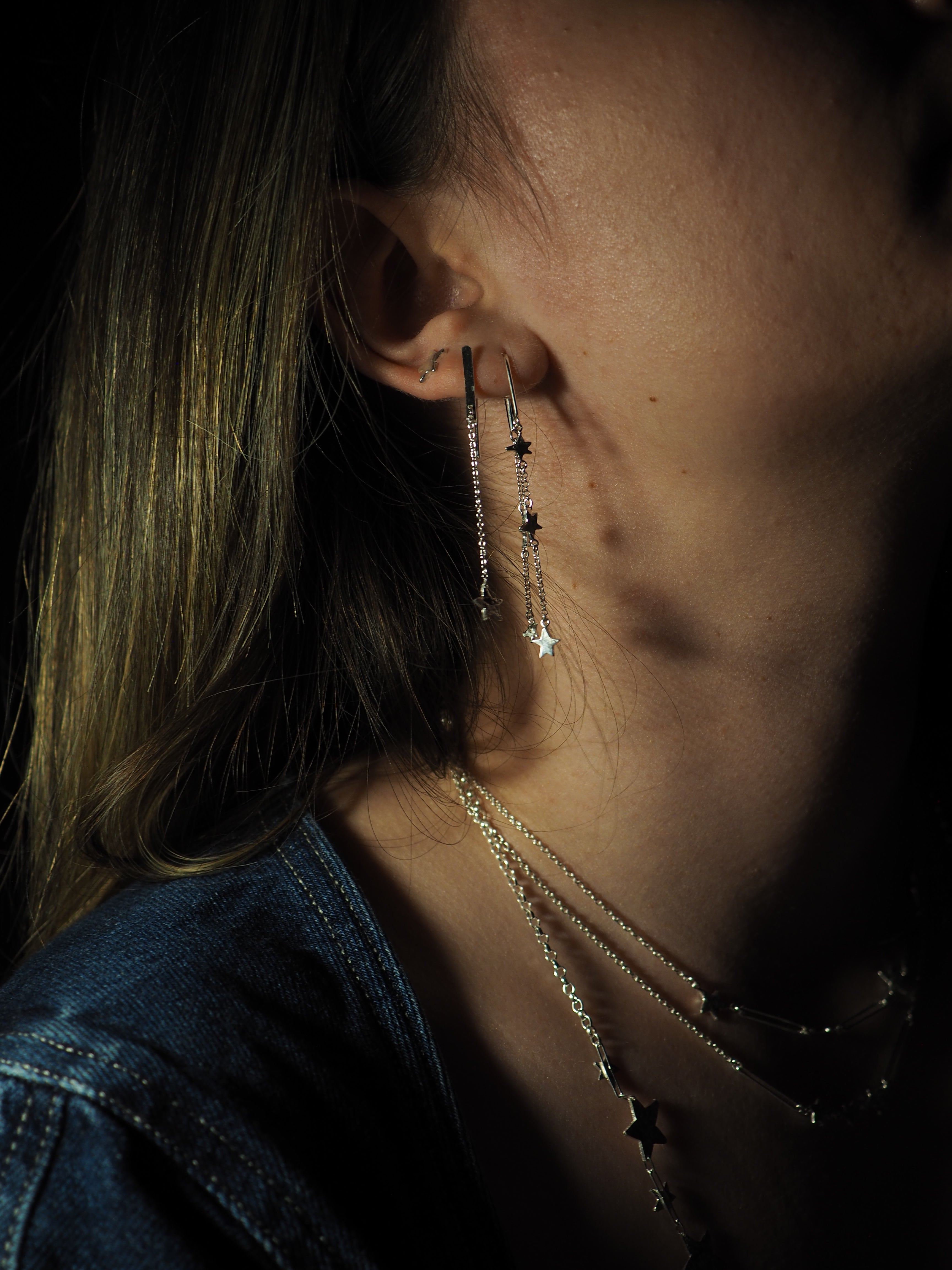 Boucles d'oreilles en pluie d'étoiles