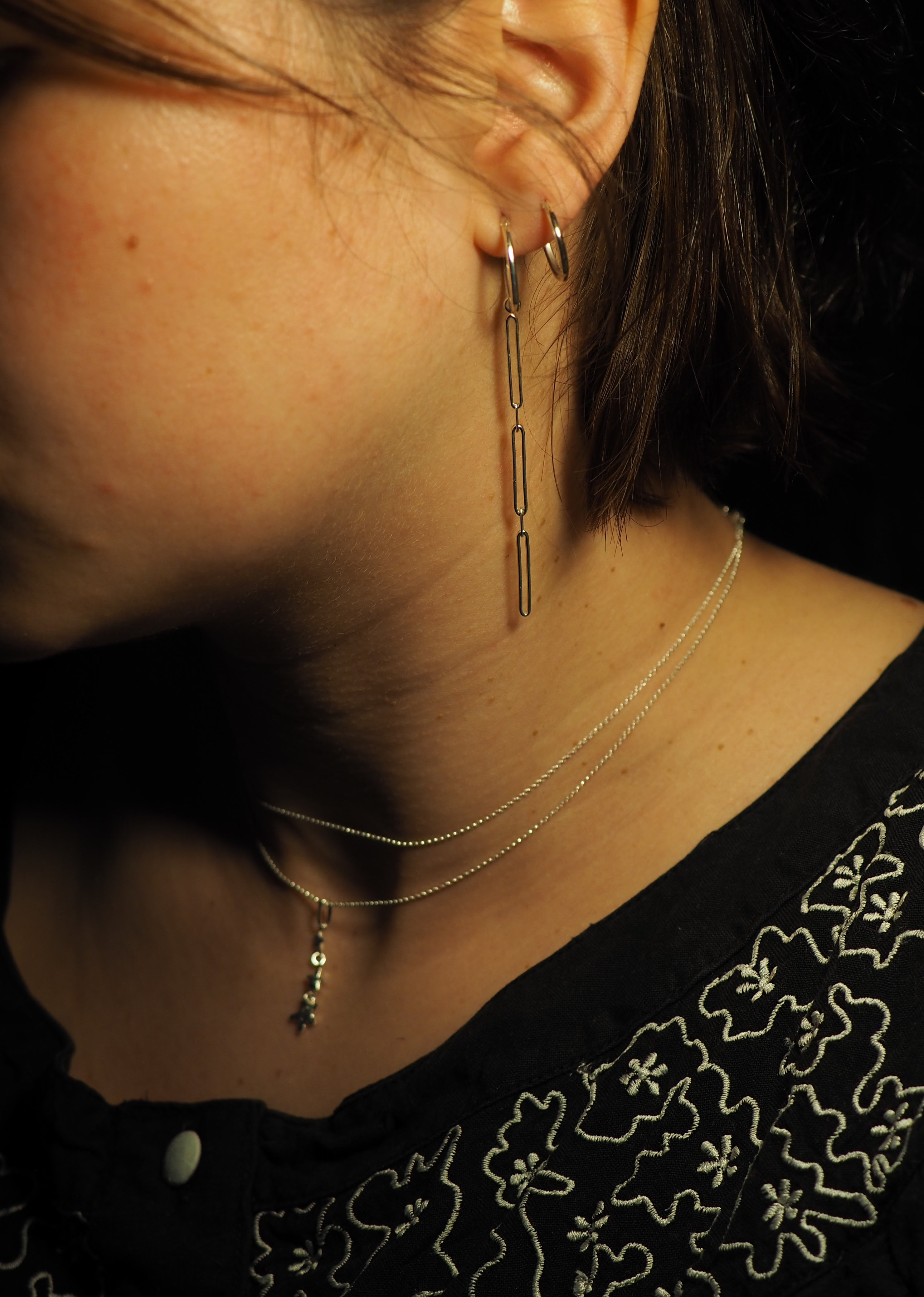 Pendentifs maille rectangle longs (paire) ✨