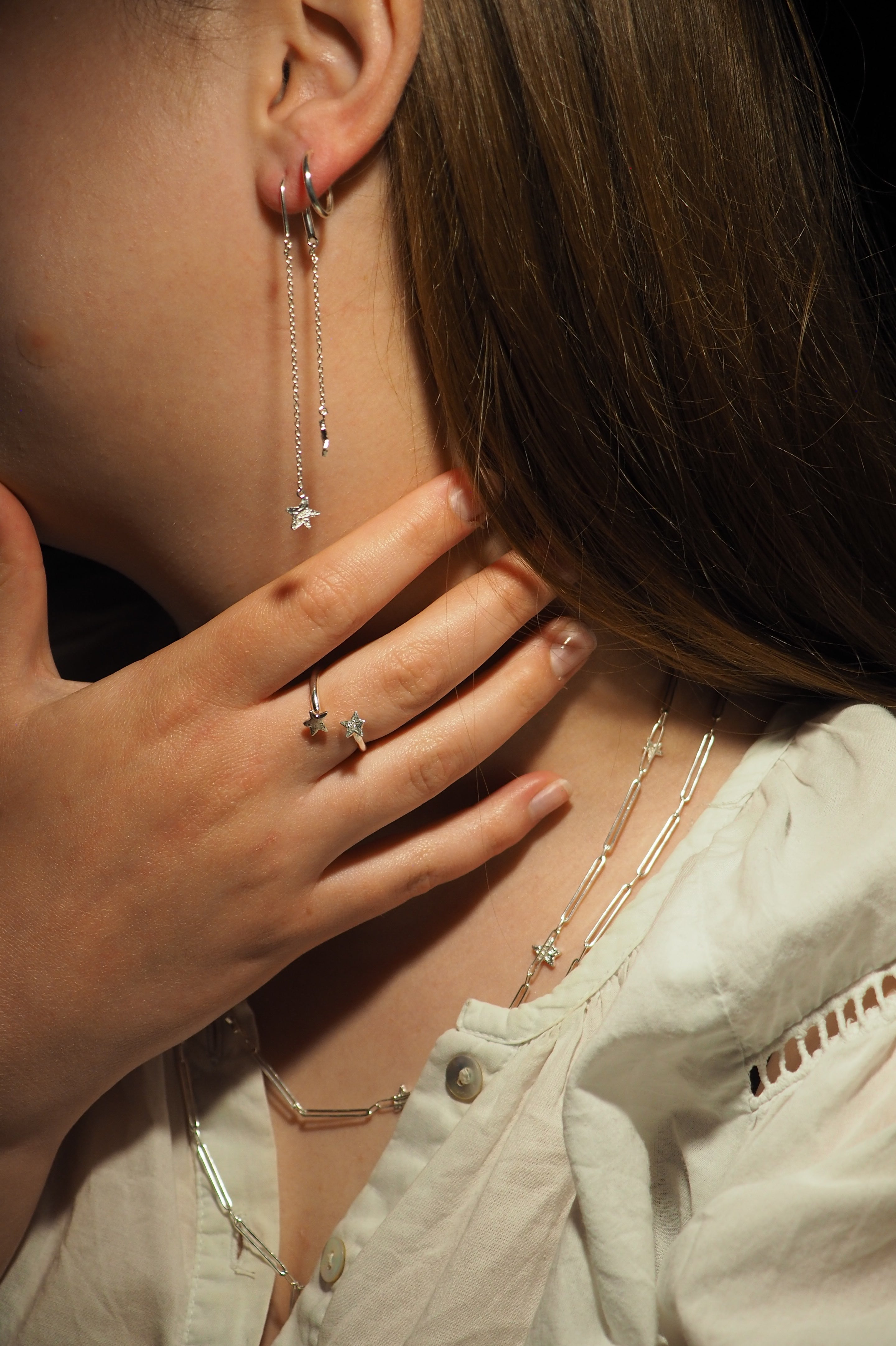 Boucles d’oreilles en chute d’étoiles✨
