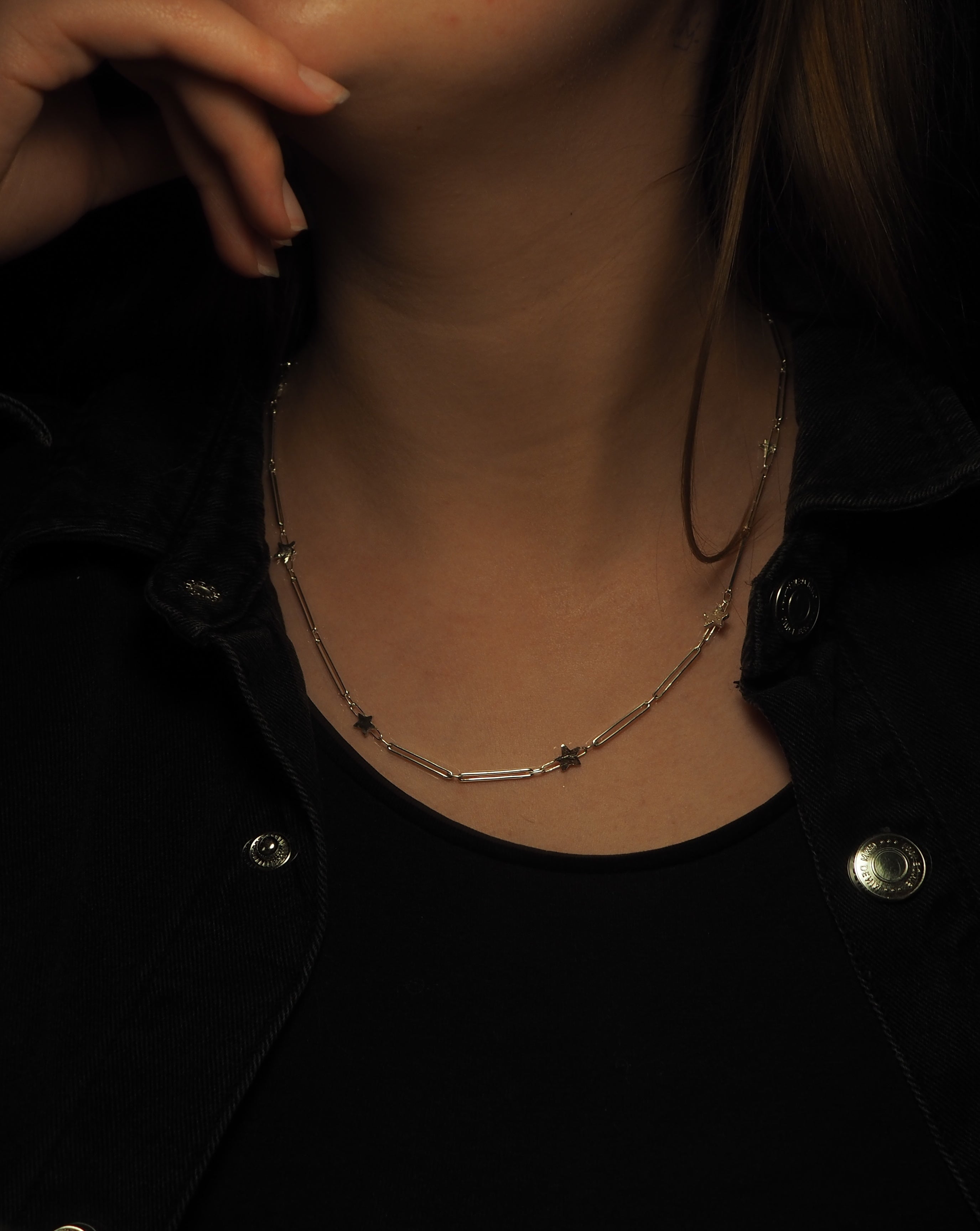 Collier 3 en 1, mailles rectangles allongées et étoiles ✨
