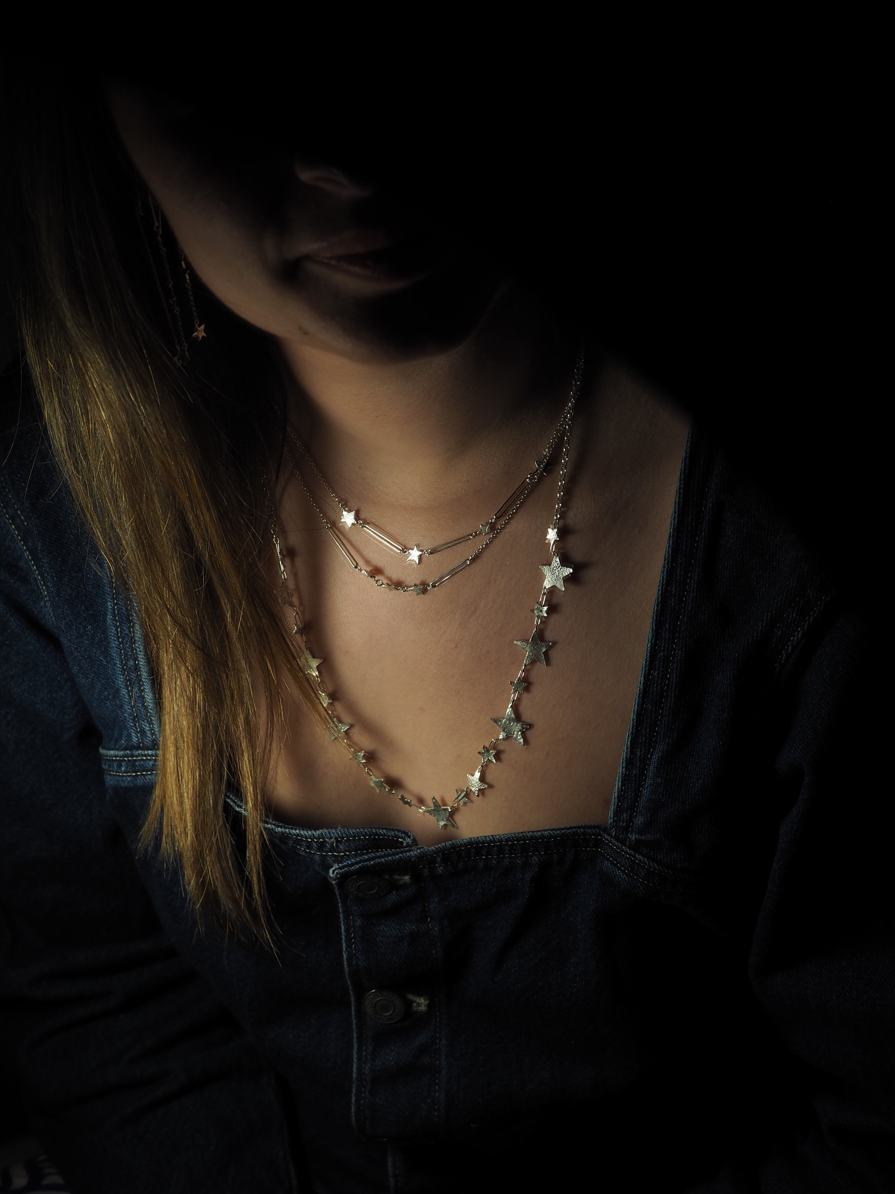Collier constellé de petites et grandes étoiles✨