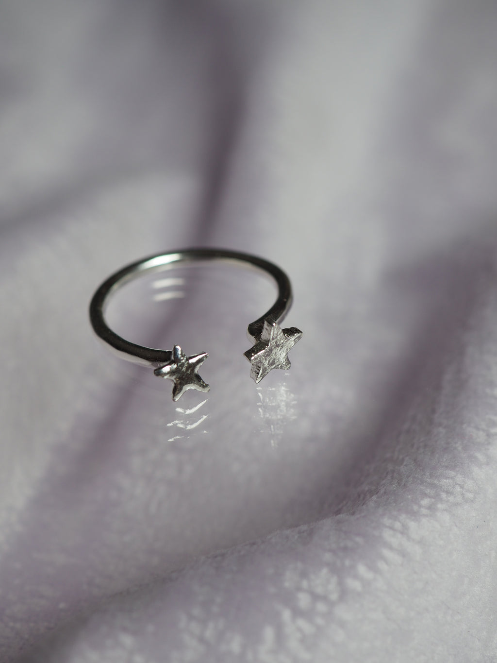Bague ouverte en fil rond ornée de deux étoiles ✨